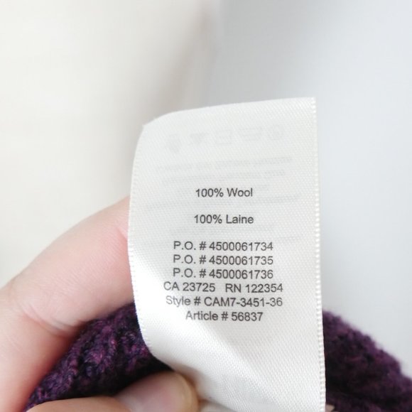 Artizia Wilfred Free 100% Wool Plum Purple Knit Sweater V Neck Medium - Picture 4 of 11